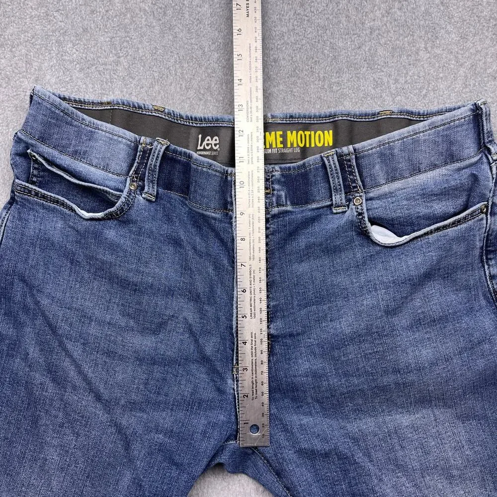 lee extreme motion straight leg jeans blue 40x30